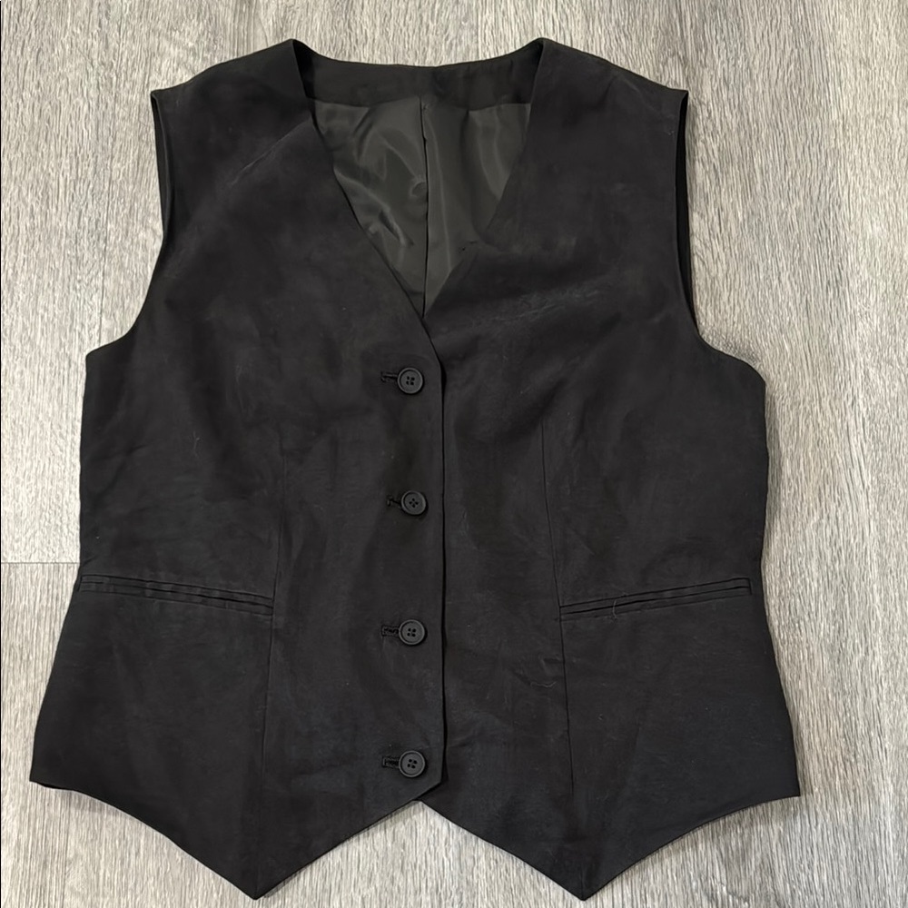 All Saints Black Fitted Vest with V-Neck